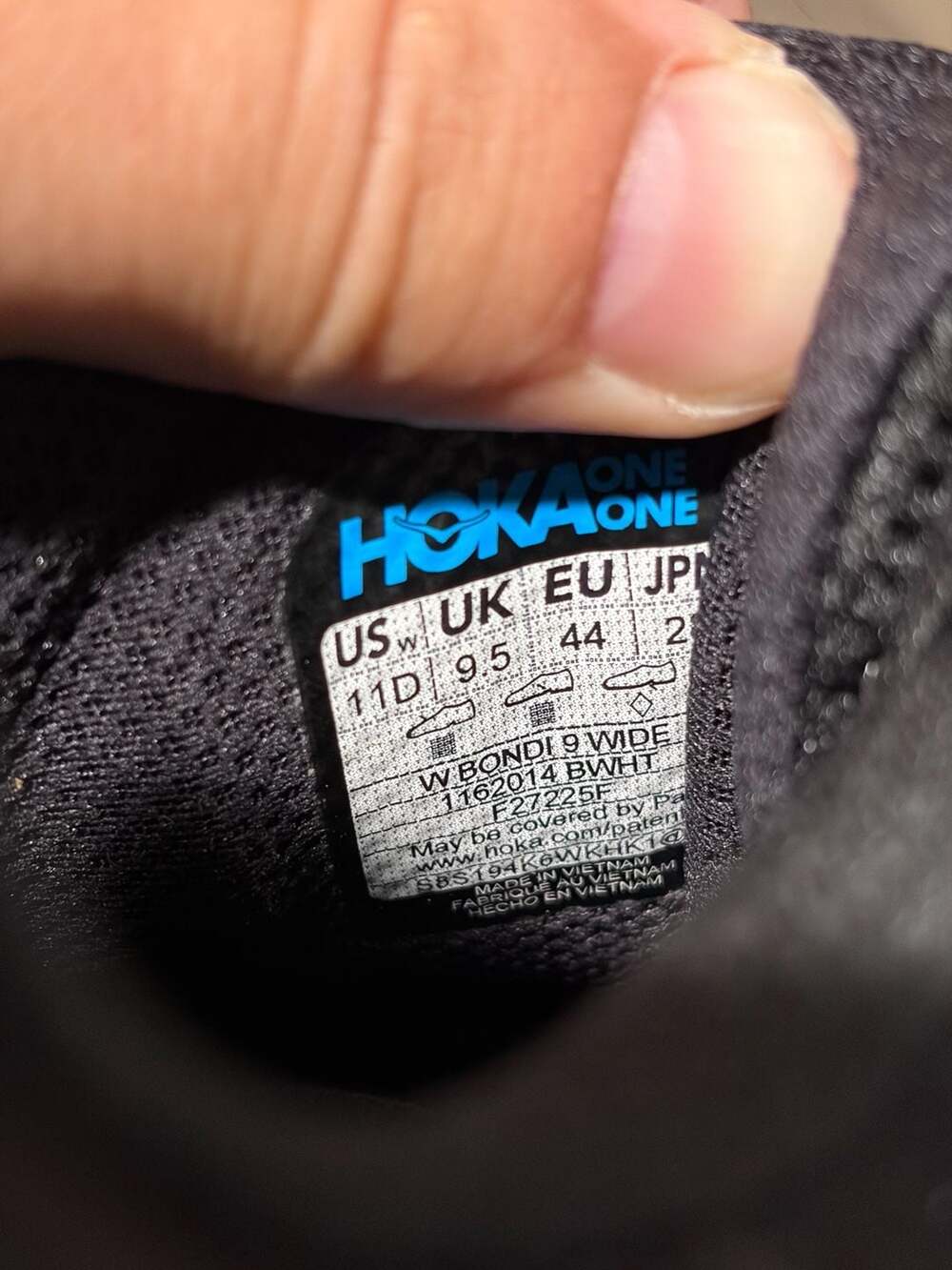 Hoka One One Bondi 9 Wide Running Shoes Black White Women's Size 11D - Picture 9 of 9